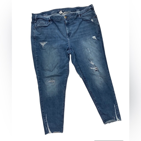 Lane Bryant distressed skinny jeans size 26 raw hem high waisted - Picture 1 of 14